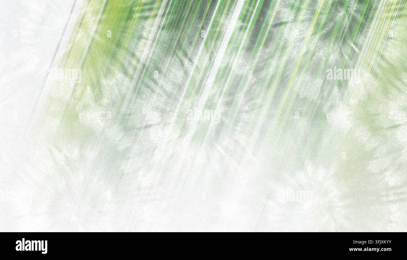 An abstract textured background featuring diagonal and vertical green light rays fading into a white grainy surface. Stock Photo