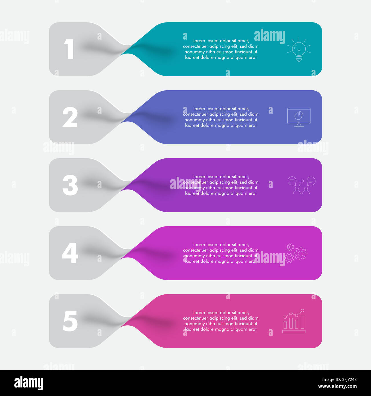 3D Ribbon Fold Infographic Banner Set Stock Vector