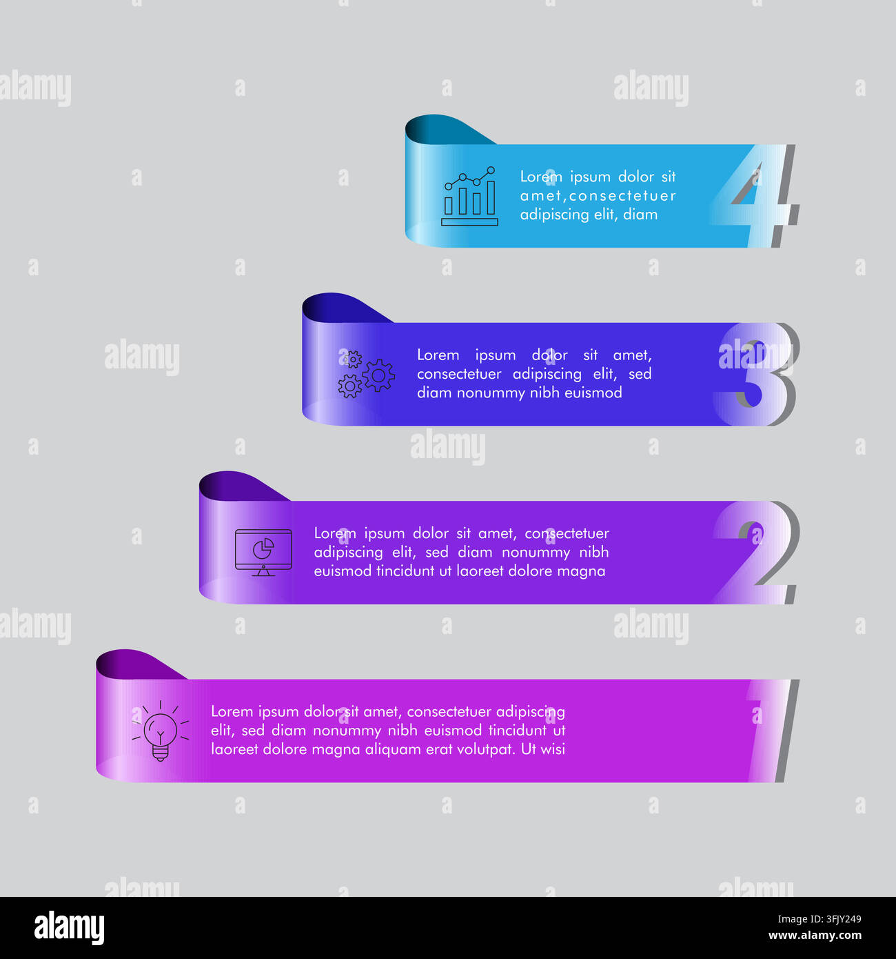 3D Ribbon Infographic Banner Set Stock Vector