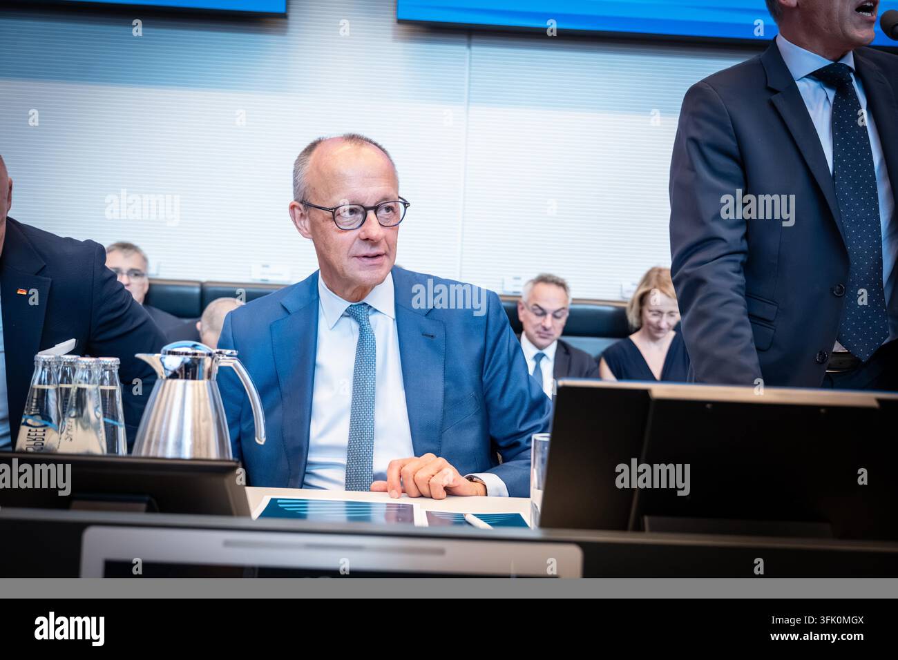 Chancellor Friedrich Merz at the beginning of the CDU and CSU faction ...