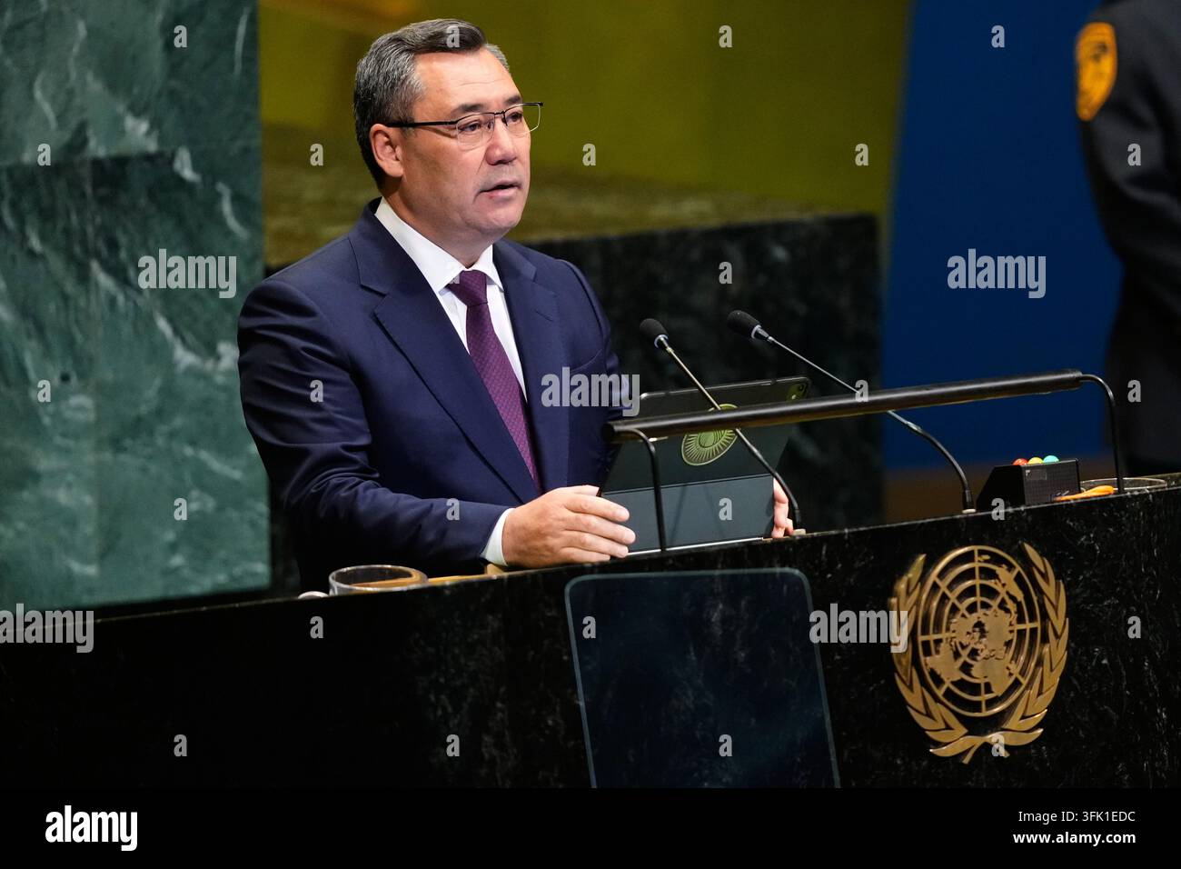 Kyrgyzstan's President Sadyr Zhaparov speaks during the 81st session of ...