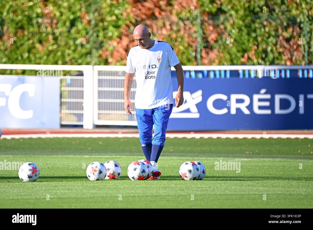 Goalkeeping coach Fabien Barthez during training session of french ...
