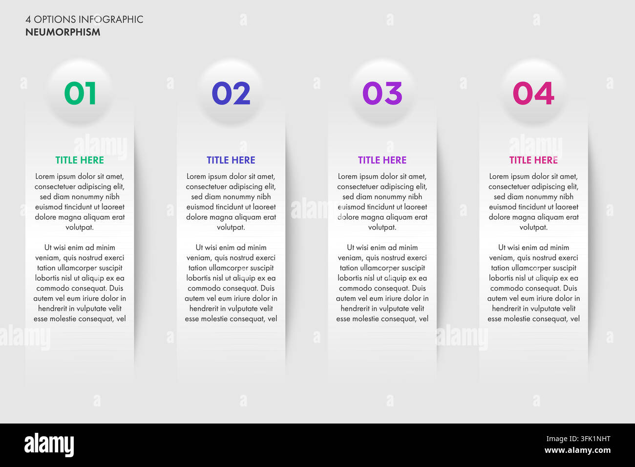 4 Options Neumorphism Infographic Stock Vector