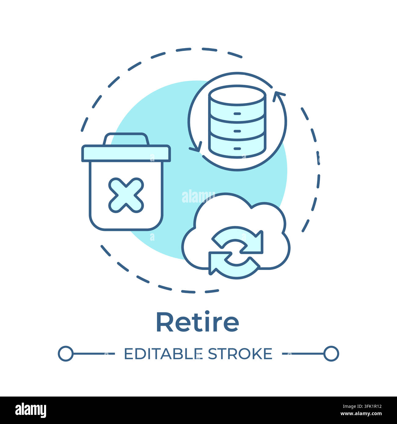 Retire monochrome blue concept icon Stock Vector