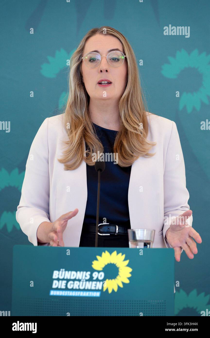 Katharina Dröge during the press statement on the faction meeting of ...