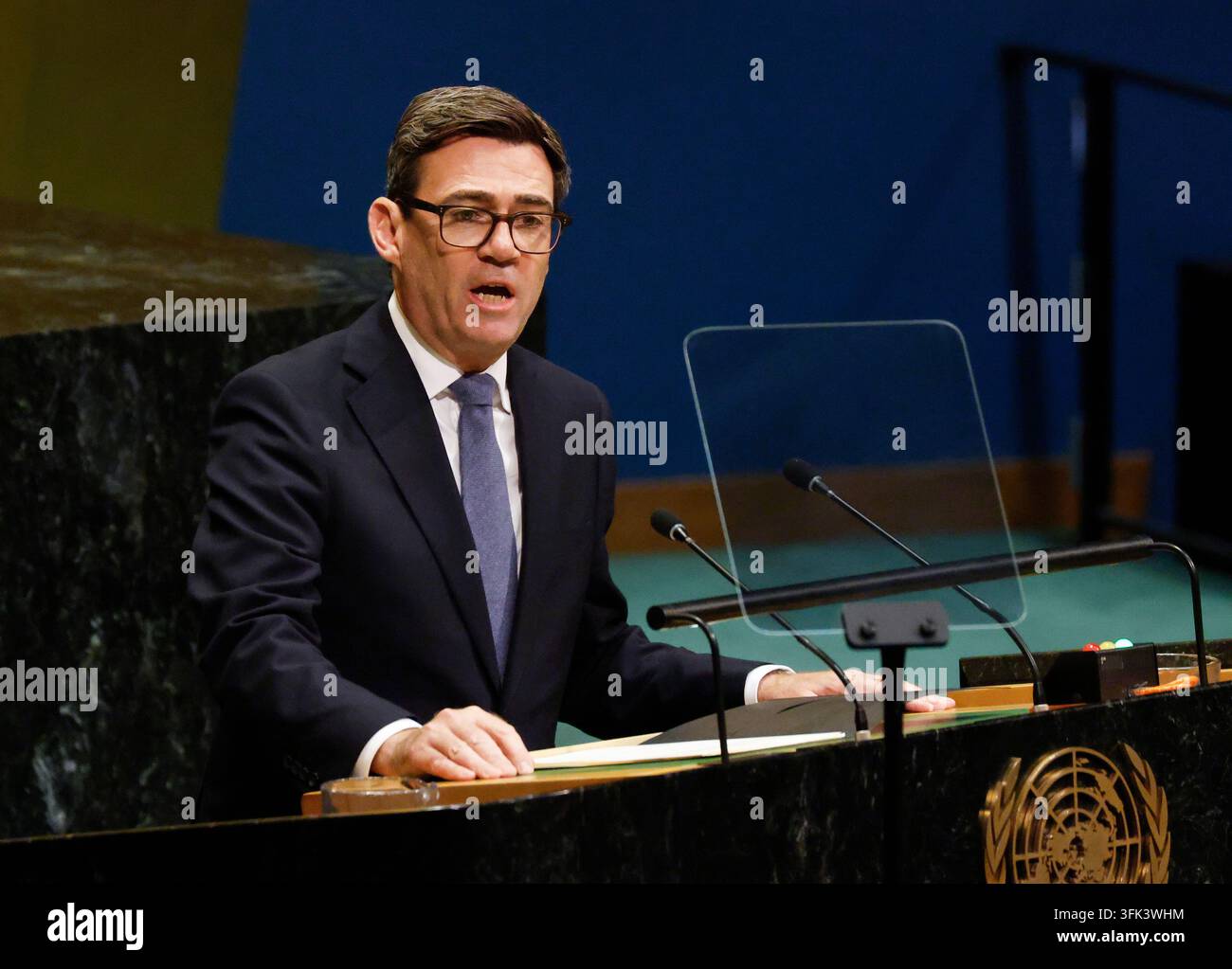 New York, United States. 22nd Sep, 2026. Prime Minister United Kingdom of Great Britain and Northern Ireland Andy Burnham speaks at the UN General Assembly 81st session General Debate in UN General Assembly Hall at the United Nations Headquarters on Tuesday, September 22, 2026 in New York City. Photo by John Angelillo/UPI Credit: UPI/Alamy Live News Stock Photo