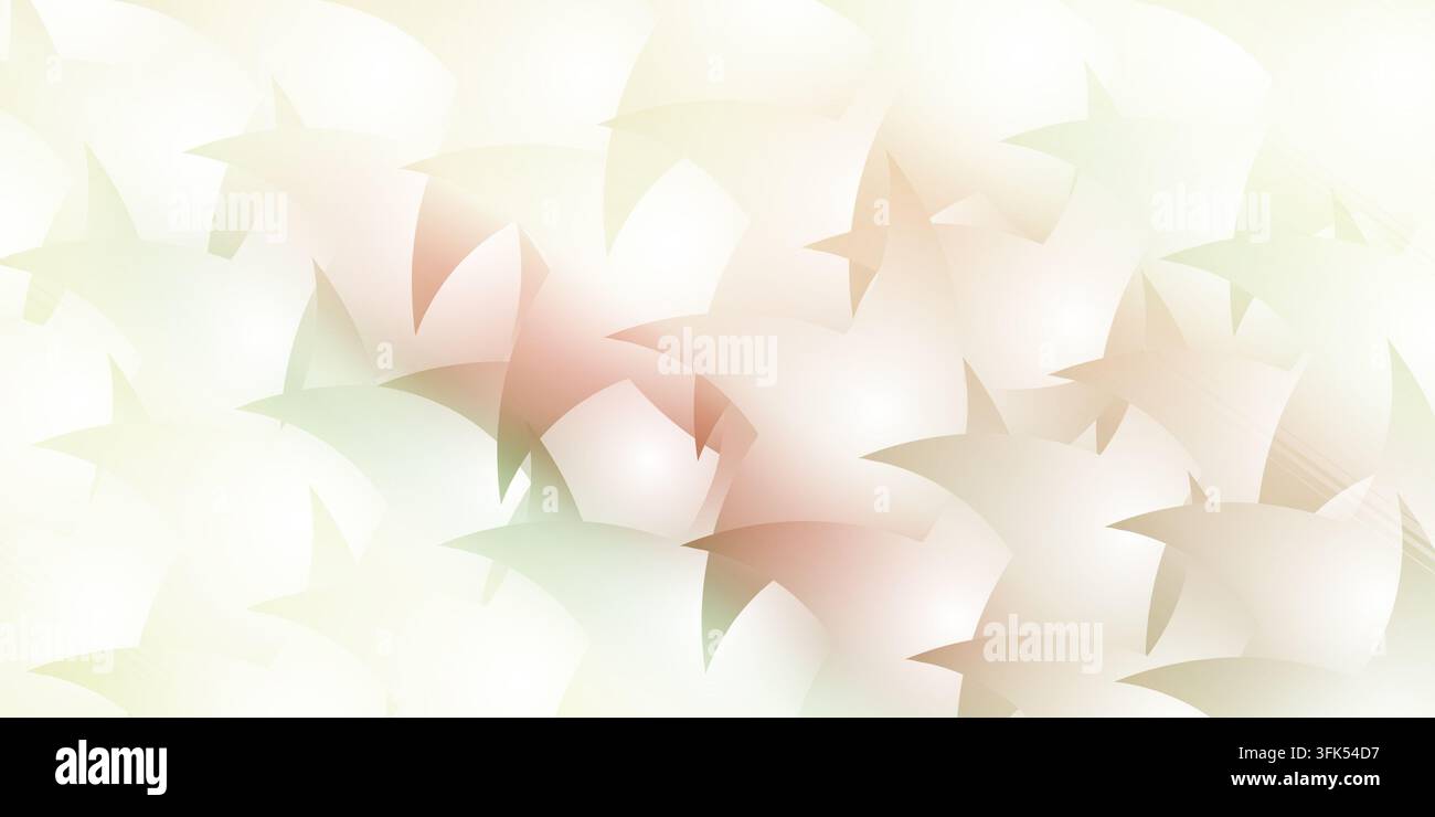 Abstract background with soft curves and geometric shapes in pastel colors, blending cream, pale green, and delicate pink tones for a smooth gradient Stock Photo