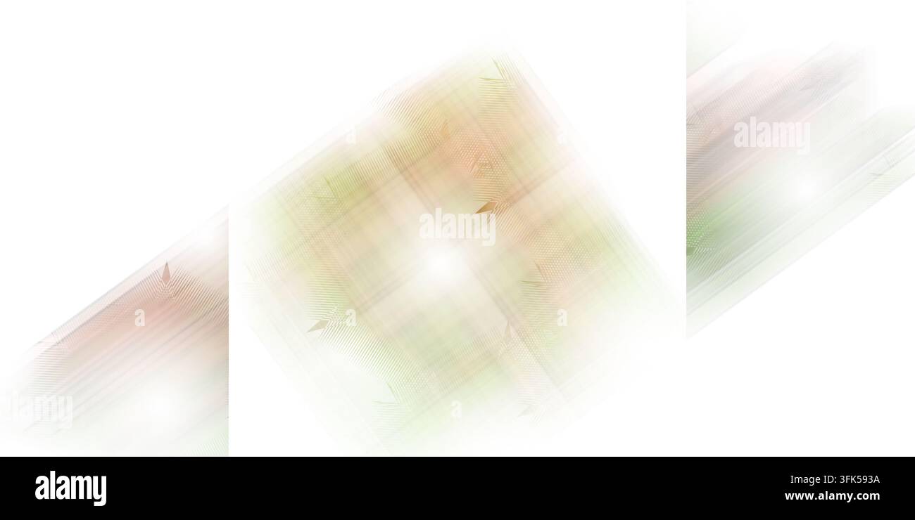 An abstract composition featuring diagonal lines and soft, blurry shapes in muted colors like green, orange, and white, creating a sense of movement a Stock Photo