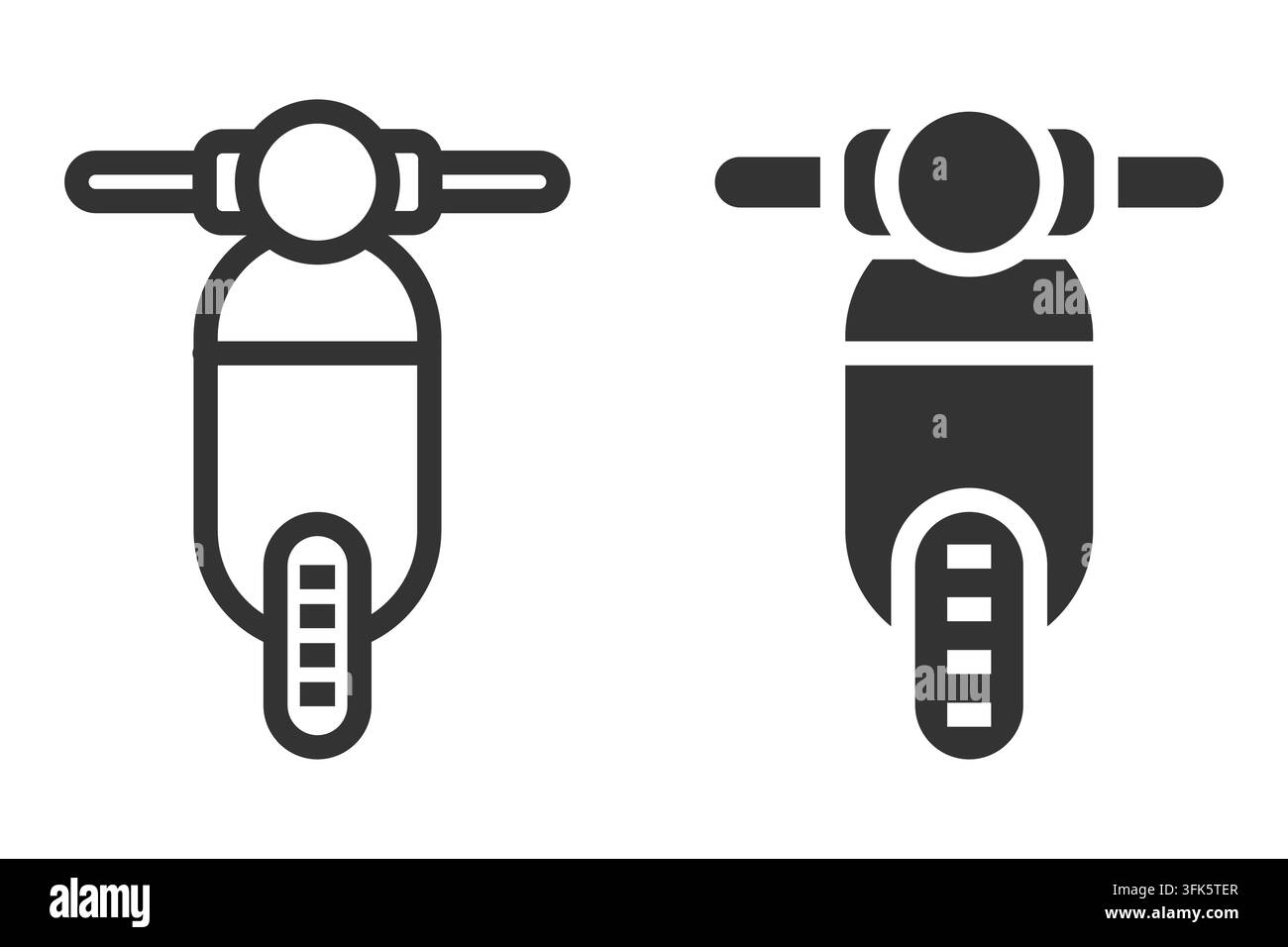 Scooter icons in minimal styles, top view. Black and white vector illustration perfect for transportation, mobility, and eco-friendly themes Stock Vector