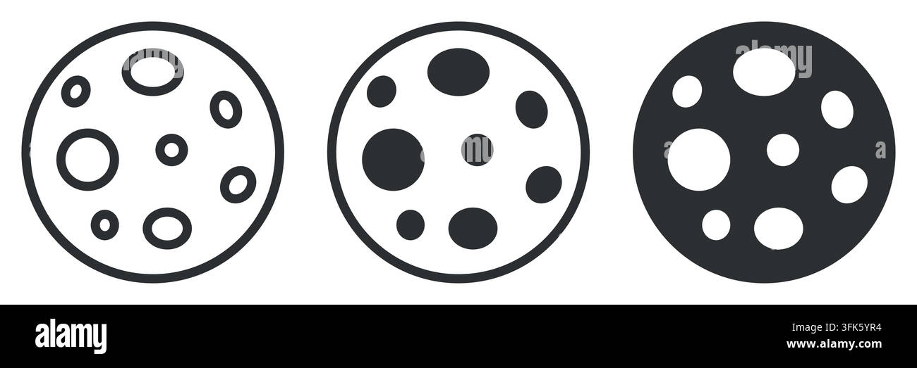 Monochrome circular pattern icons with varied dot designs Stock Vector