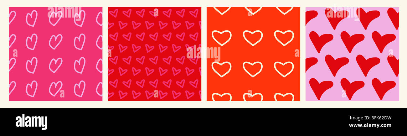Cute hand drawn hearts Stock Vector
