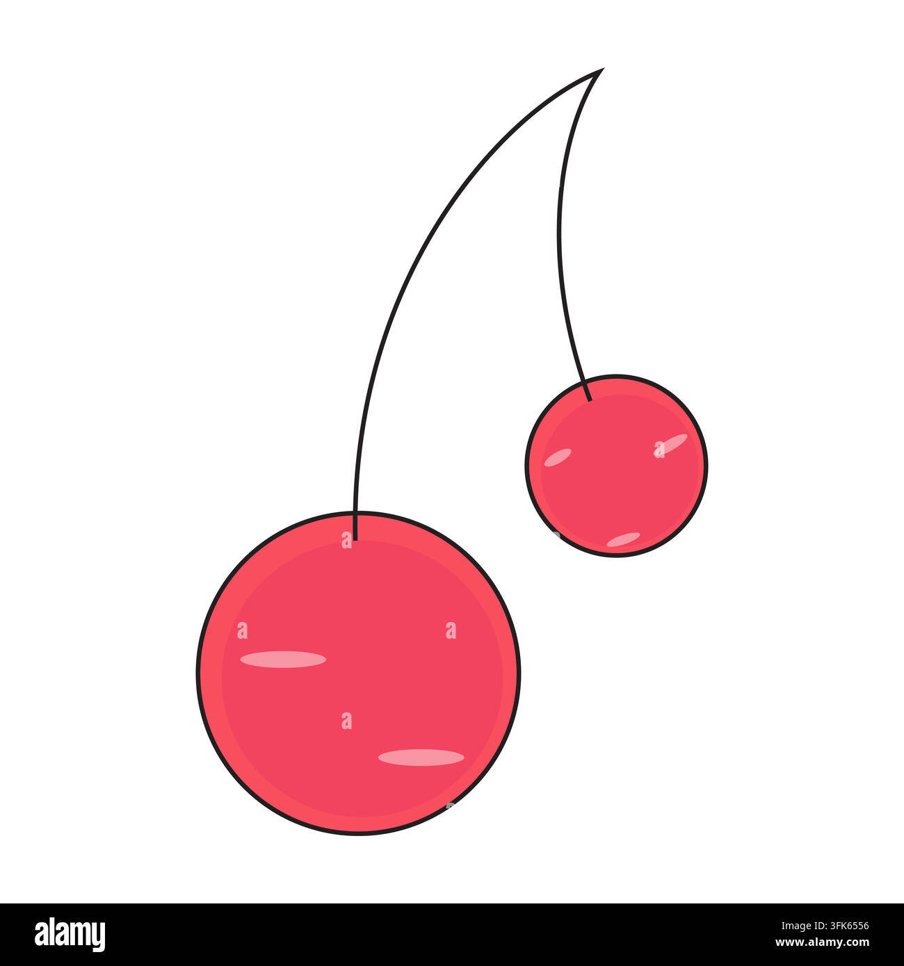 Vector cherries with stems on white background Stock Vector