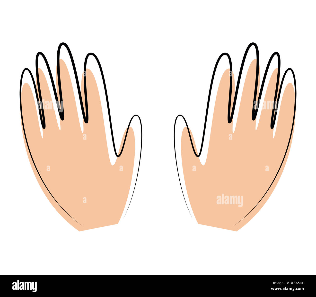 Two open human hands facing upward in cartoon style Stock Vector