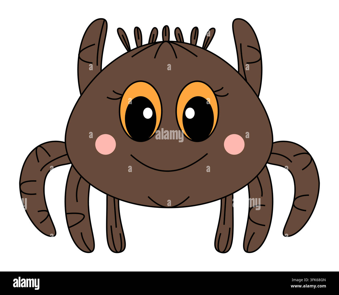 Happy spider cartoon with orange eyes. Vector illustration Stock Vector
