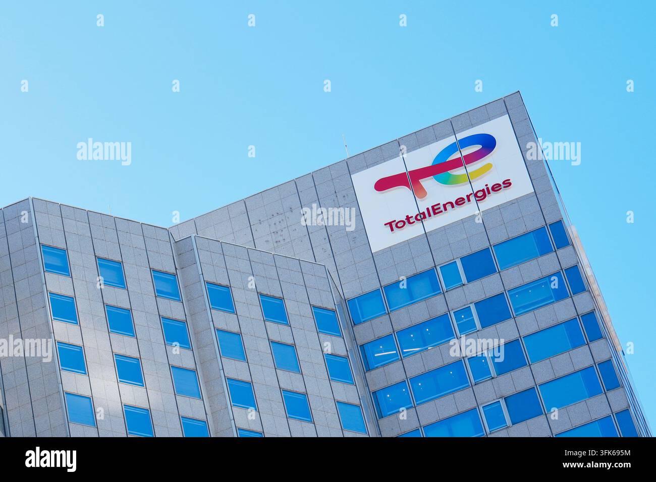 The TotalEnergies headquarters tower is pictured in La Defense business ...