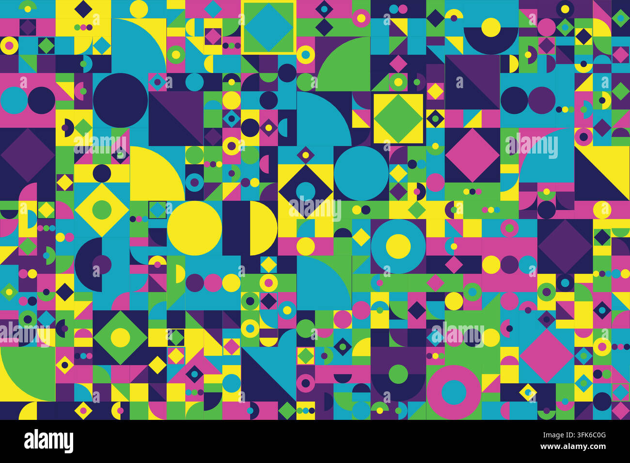 Mixed Scale Geometric Shapes Colorful Mosaic Composition Stock Vector