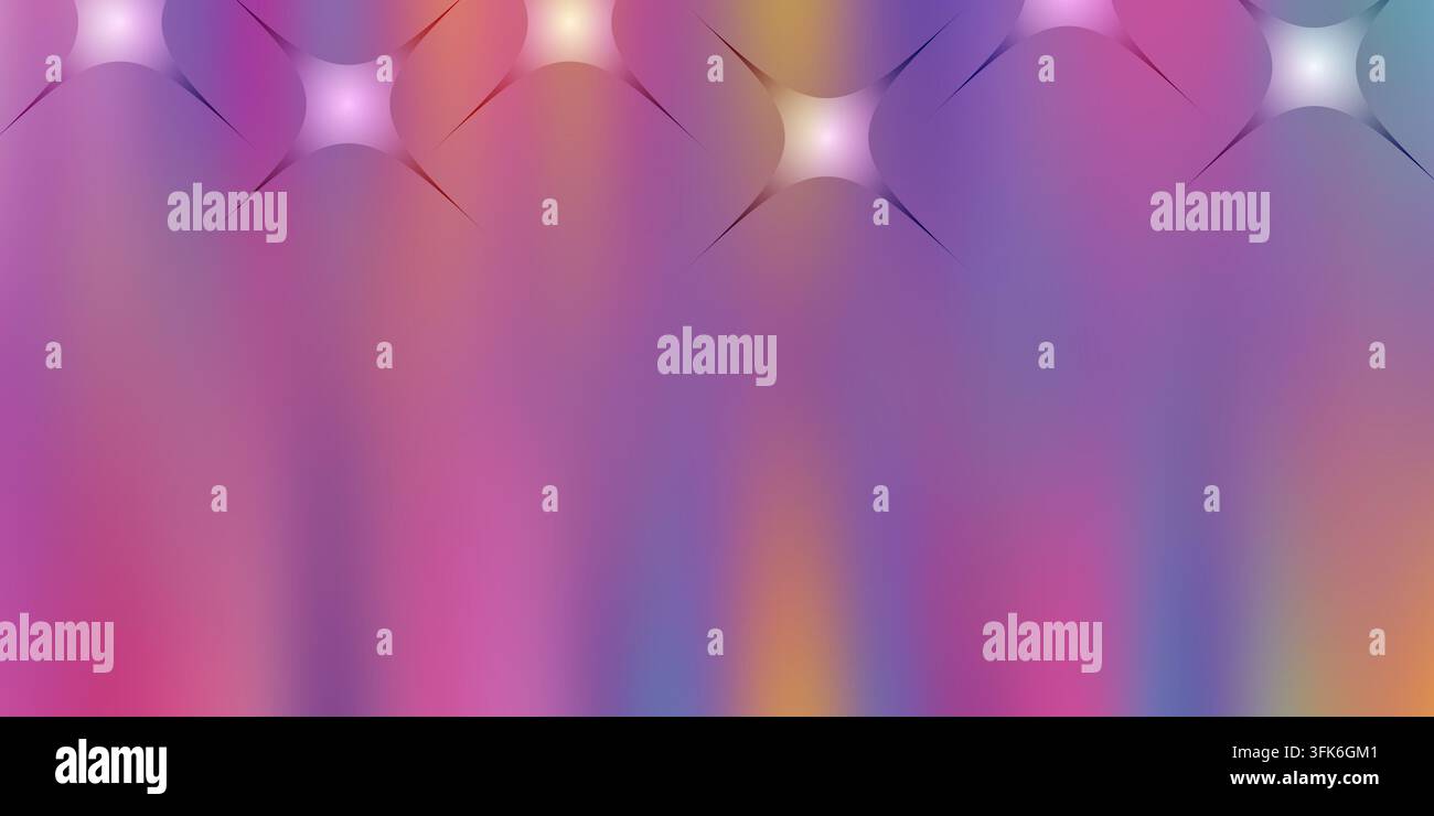 A vibrant abstract background featuring a smooth multi-colored gradient and a row of luminous, soft-edged star-like shapes along the top edge. Stock Photo