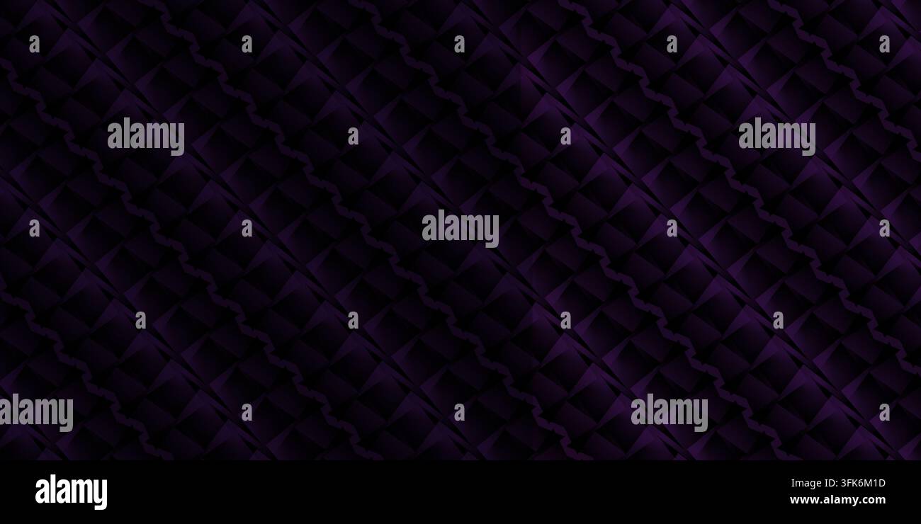 Deep dark violet abstract geometric repeating pattern with subtle gradient lighting, ideal for modern digital backgrounds and creative design projects Stock Photo