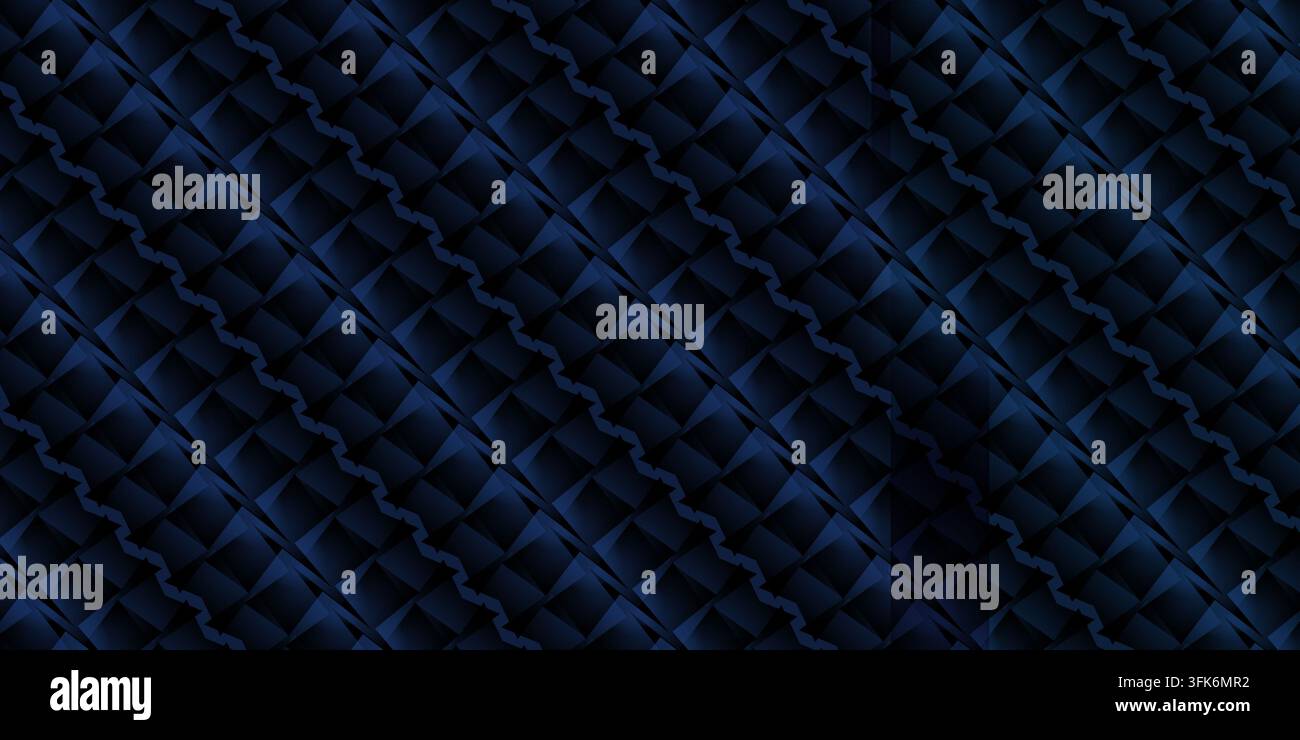 Dark blue geometric abstract background with repeating patterned facets and textured surface. Stock Photo