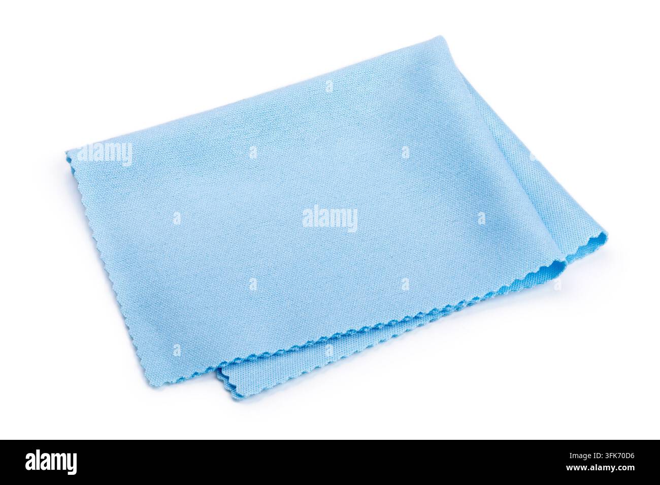 Blue microfiber cleaning cloth for glasses isolated on white background Stock Photo