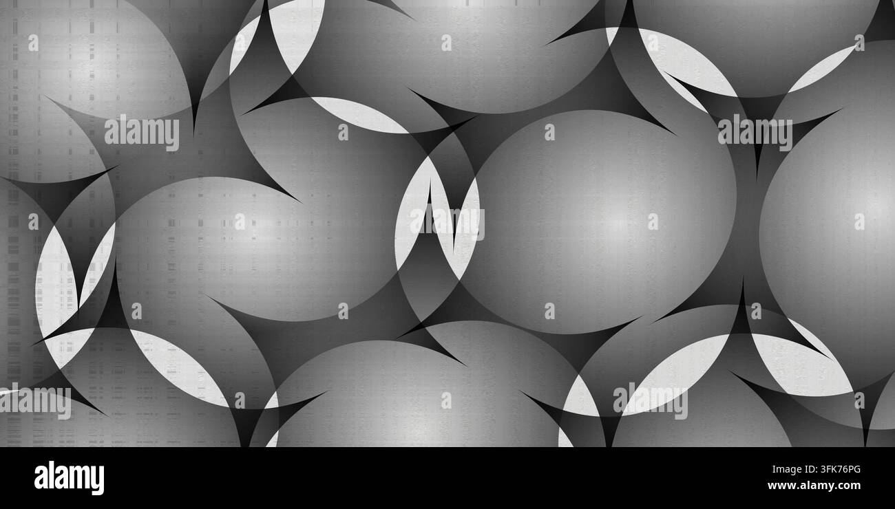 Abstract bright grey textured background with overlapping circular geometric patterns Stock Photo