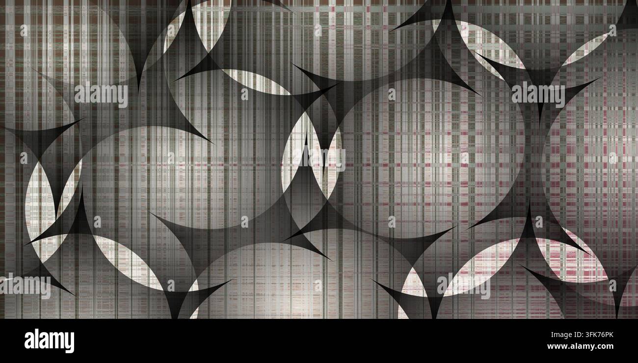 Abstract grey textured background with overlapping circular geometric patterns Stock Photo