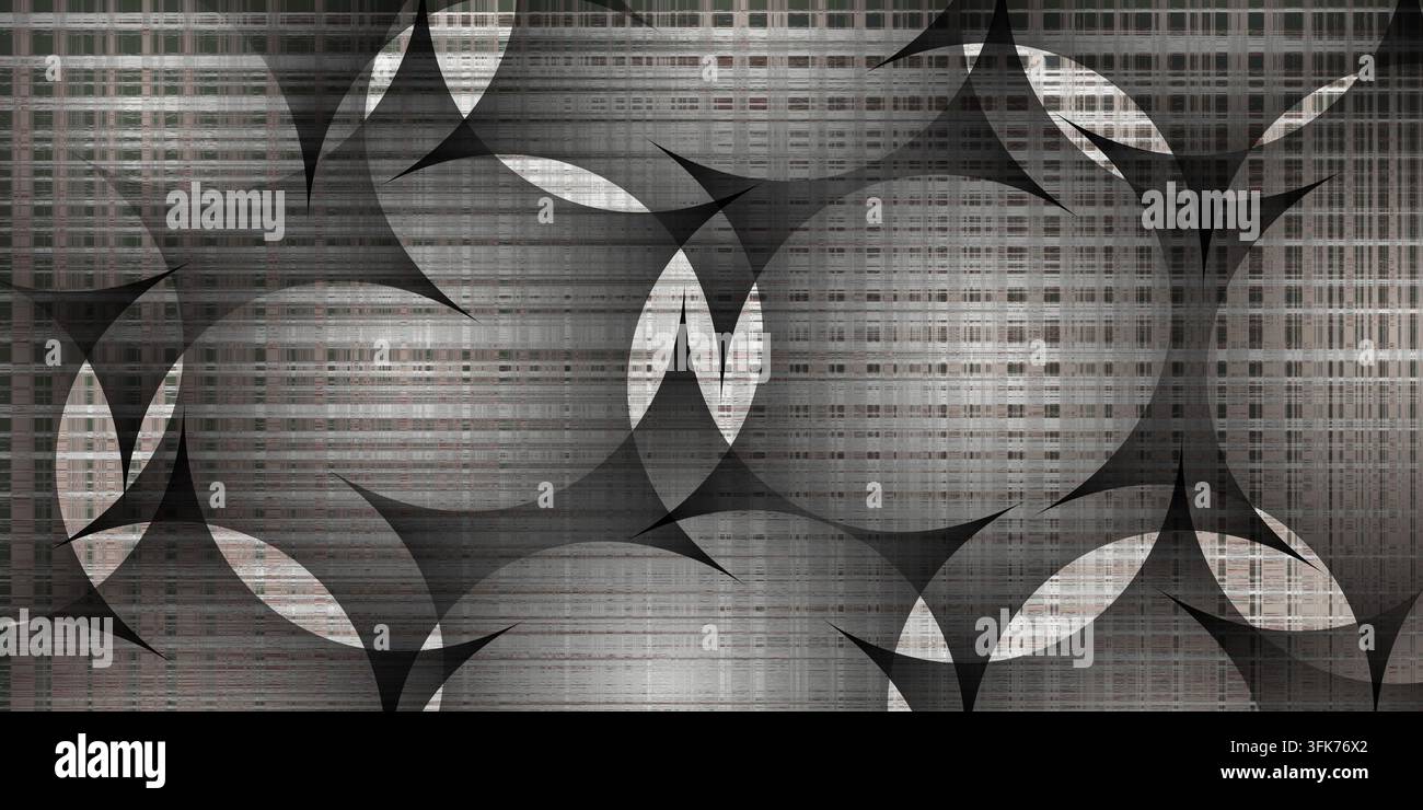 Abstract dark grey textured background with geometric circular pattern and horizontal grid lines Stock Photo