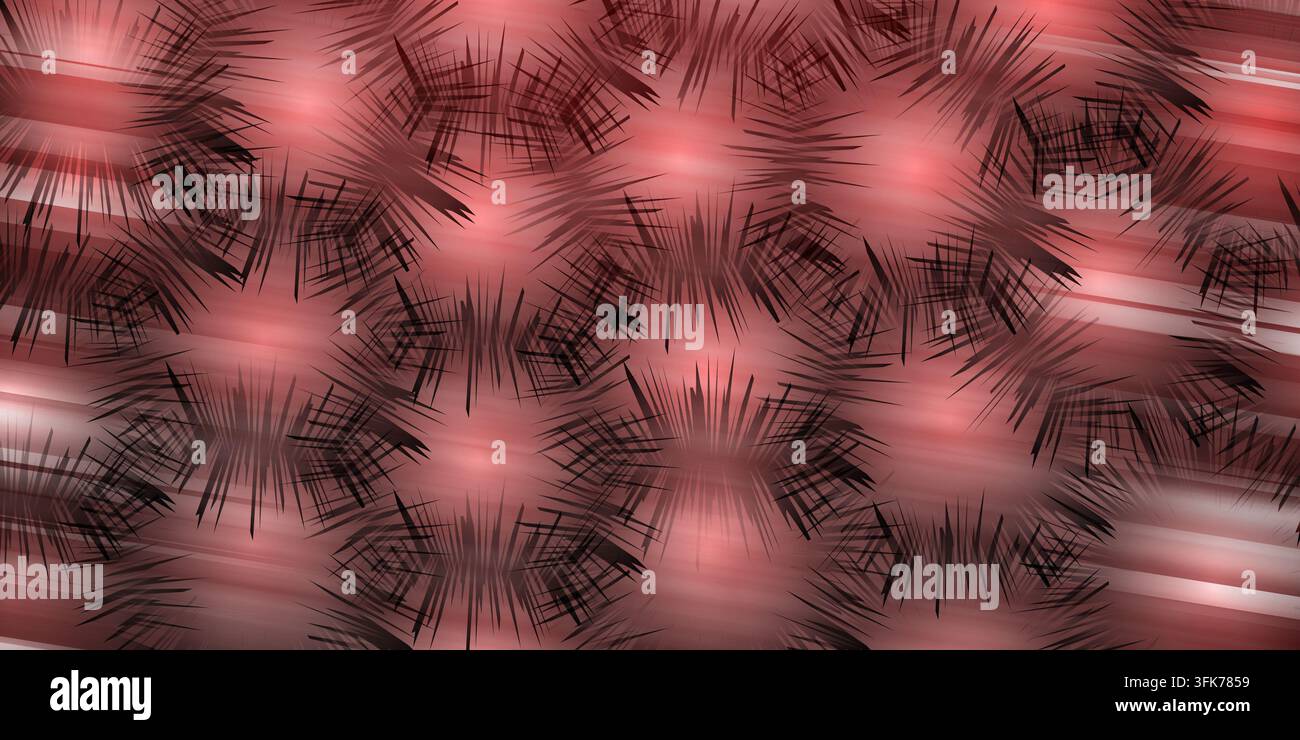 Abstract background with repeating starburst patterns in deep red and black tones, creating a bold and dramatic texture Stock Photo
