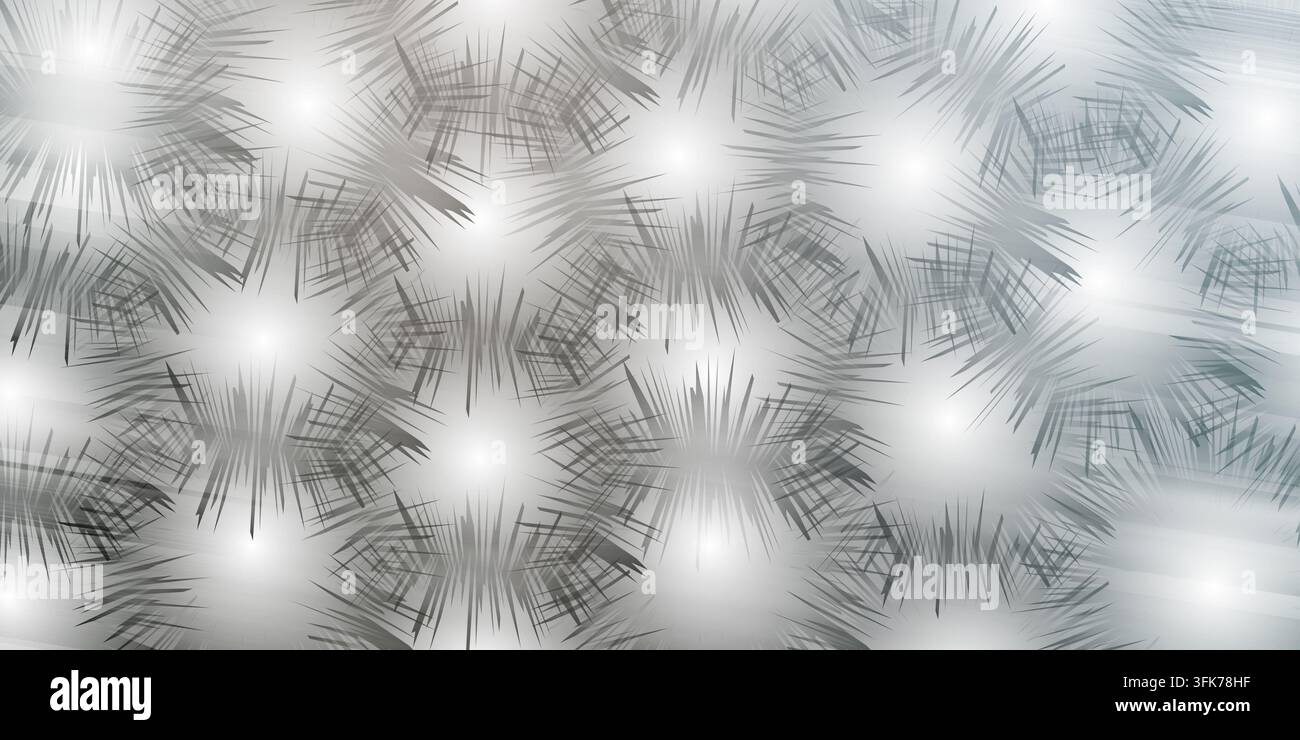 Abstract dark background with glowing starburst or flower patterns in a seamless geometric arrangement Stock Photo
