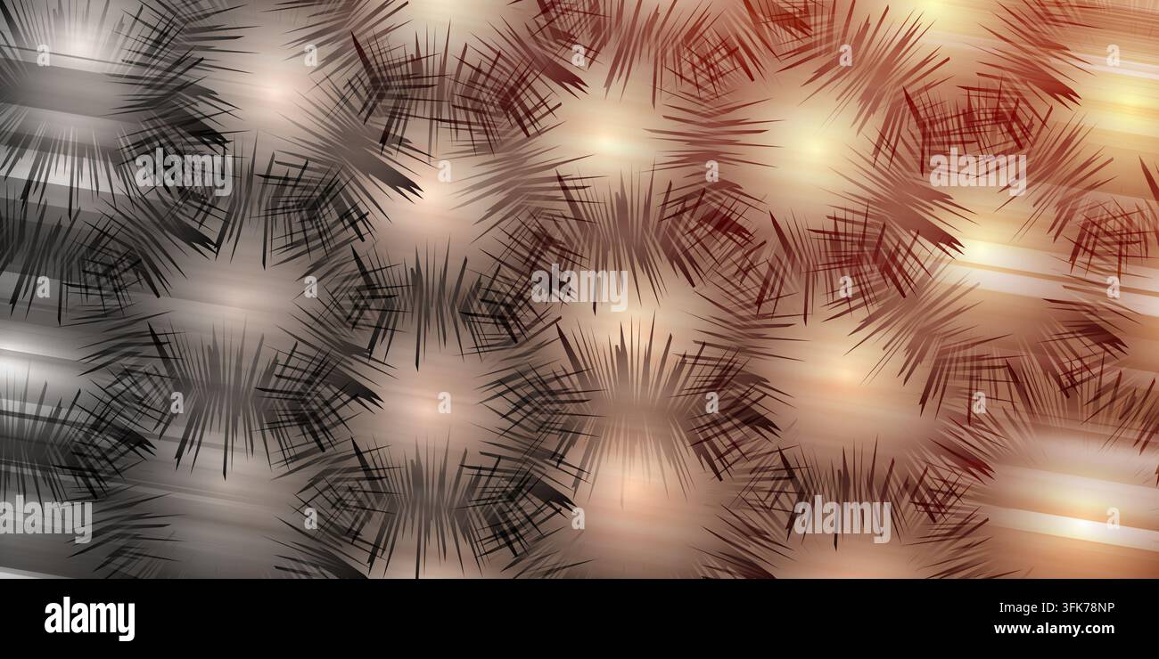 Abstract background with repeating starburst patterns in dark red and grey gradient Stock Photo