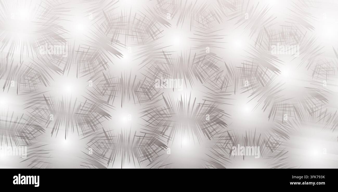 Abstract background with light grey spiky starburst patterns and soft white gradient Stock Photo
