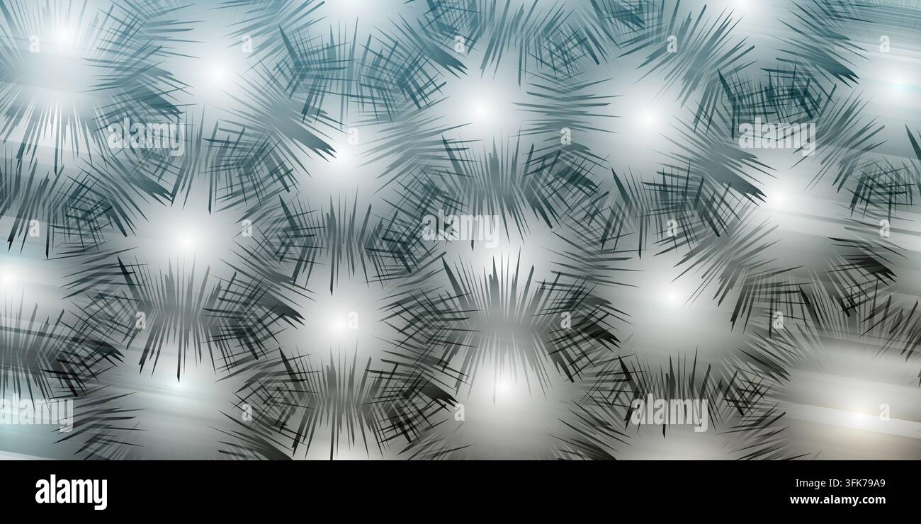 Abstract background with dark spiky starburst patterns and cool blue gradient light effects Stock Photo