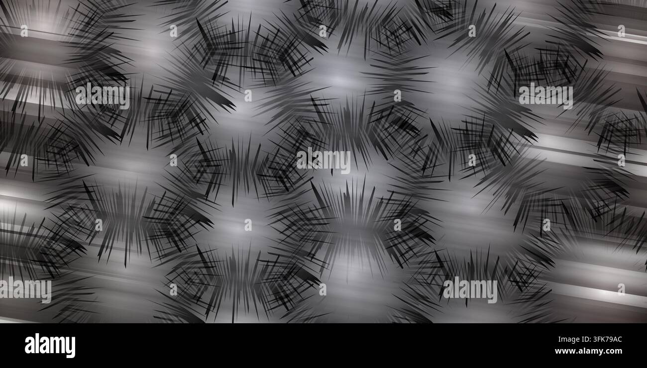 Abstract background with dark spiky starburst patterns and metallic gradient texture Stock Photo