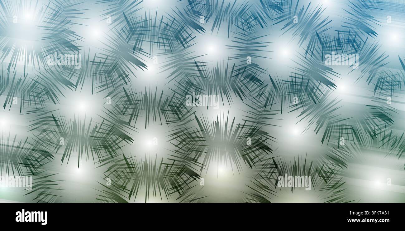 Abstract background with repeating starburst patterns in gradient blue and green tones, creating a dynamic geometric effect Stock Photo