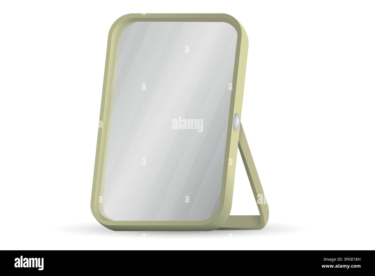 Wooden frame mirror rectangular shapes and isolated on white background. Bedroom interior design elements. 3D style vector illustration. Stock Vector