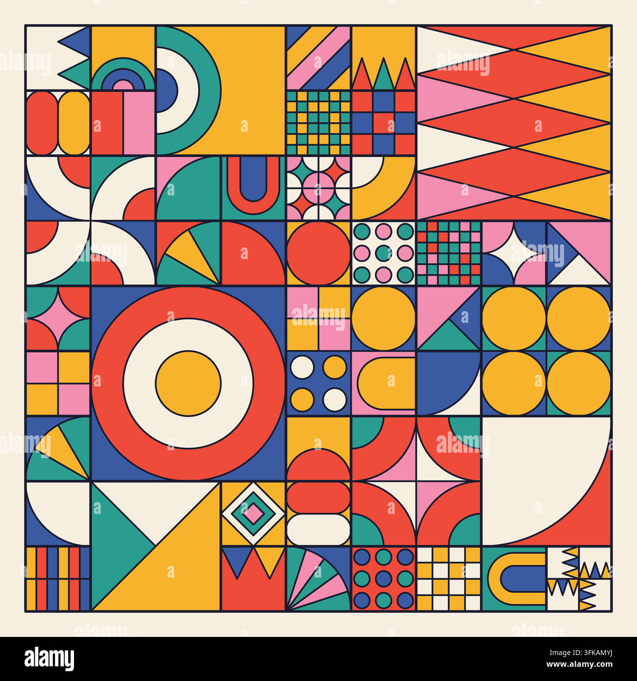 English Patterns Designs Vector Abstract geometric grid pattern artwork inspired by Bauhaus aesthetic ...