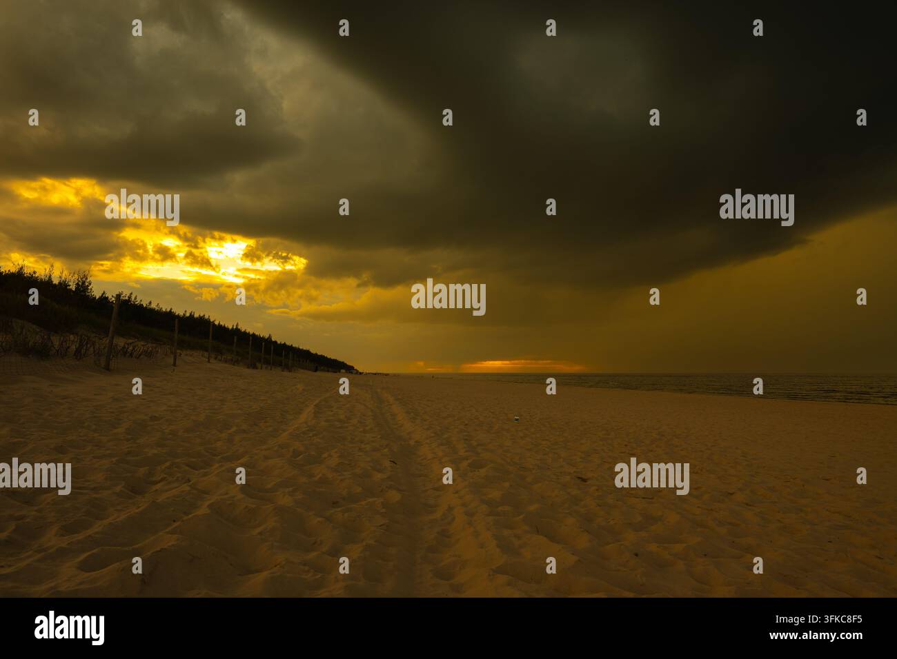 approaching storm front over the beach Stock Photo