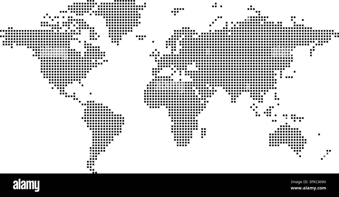 World map of squares. Simple flat vector illustration. Stock Vector
