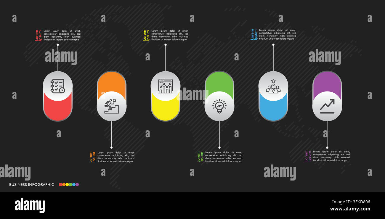 Business Labels Six Elements Infographic Stock Vector