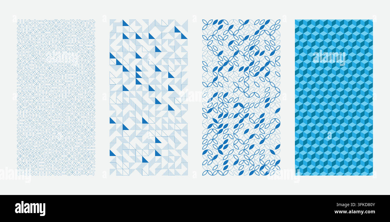 Set of Seamless Geometric Shapes Pattern Background Stock Vector
