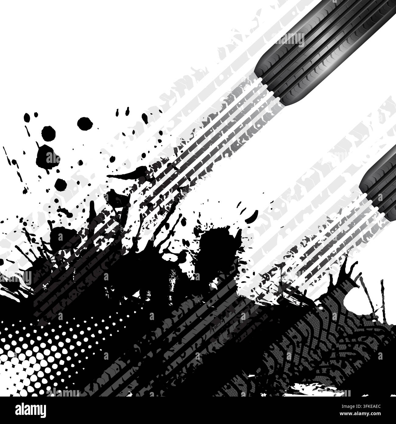 Racing Concept - Flags, Tires and Tracks, grunge vector background Stock Vector