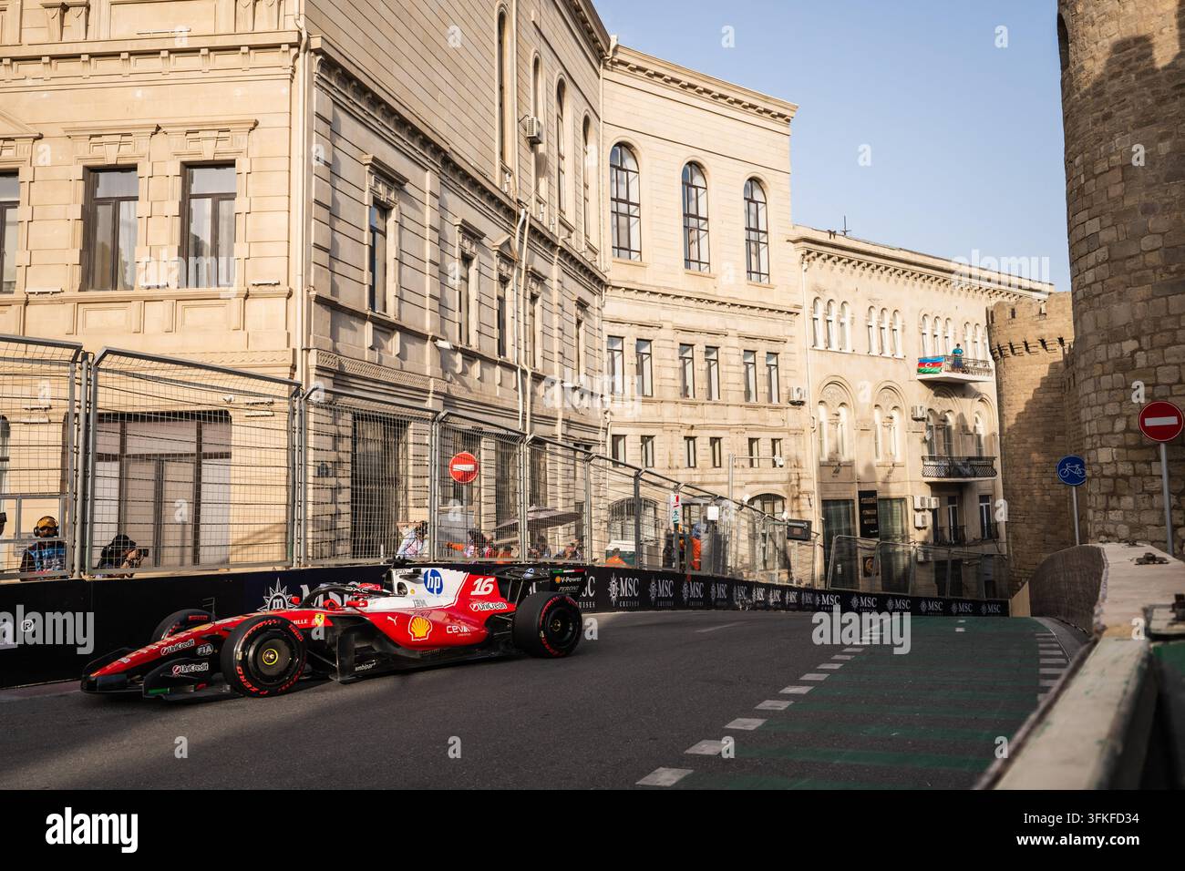 Ferrari driver Charles Leclerc (16) during the second practice session ...