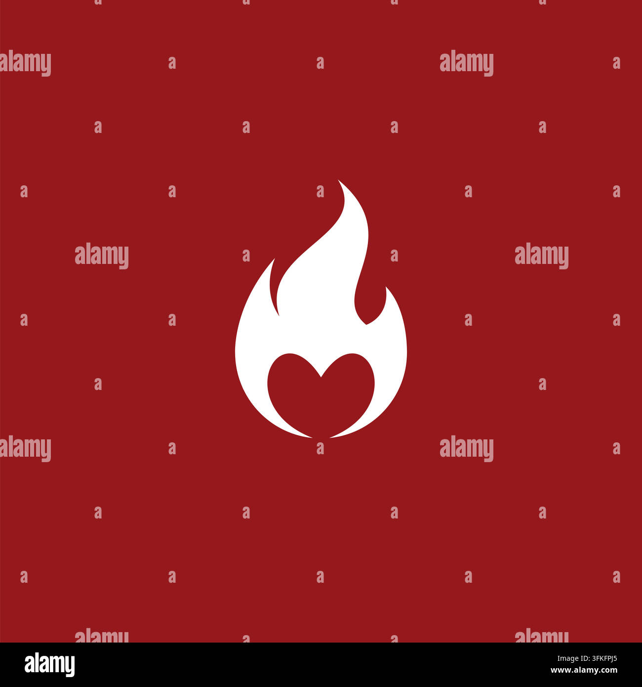 Love Fire Logo Design. Fire Heart Icon Vector Stock Vector