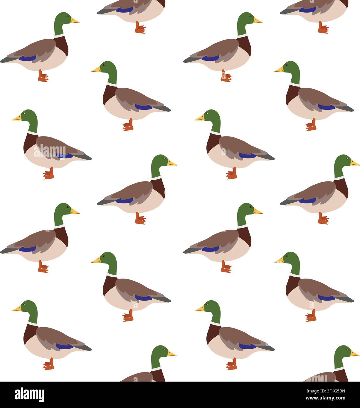 Vector seamless pattern of flat colored duck Stock Vector
