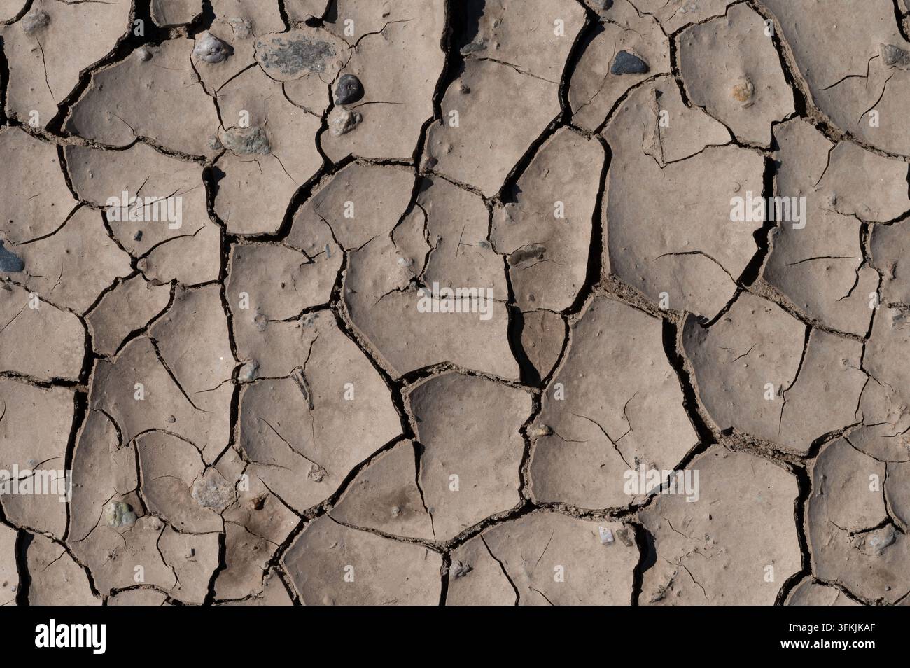 Cracks and textures in dried earth Stock Photo