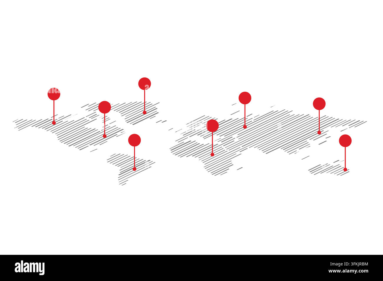 World map with infographic markers vector featuring a clean global map ...