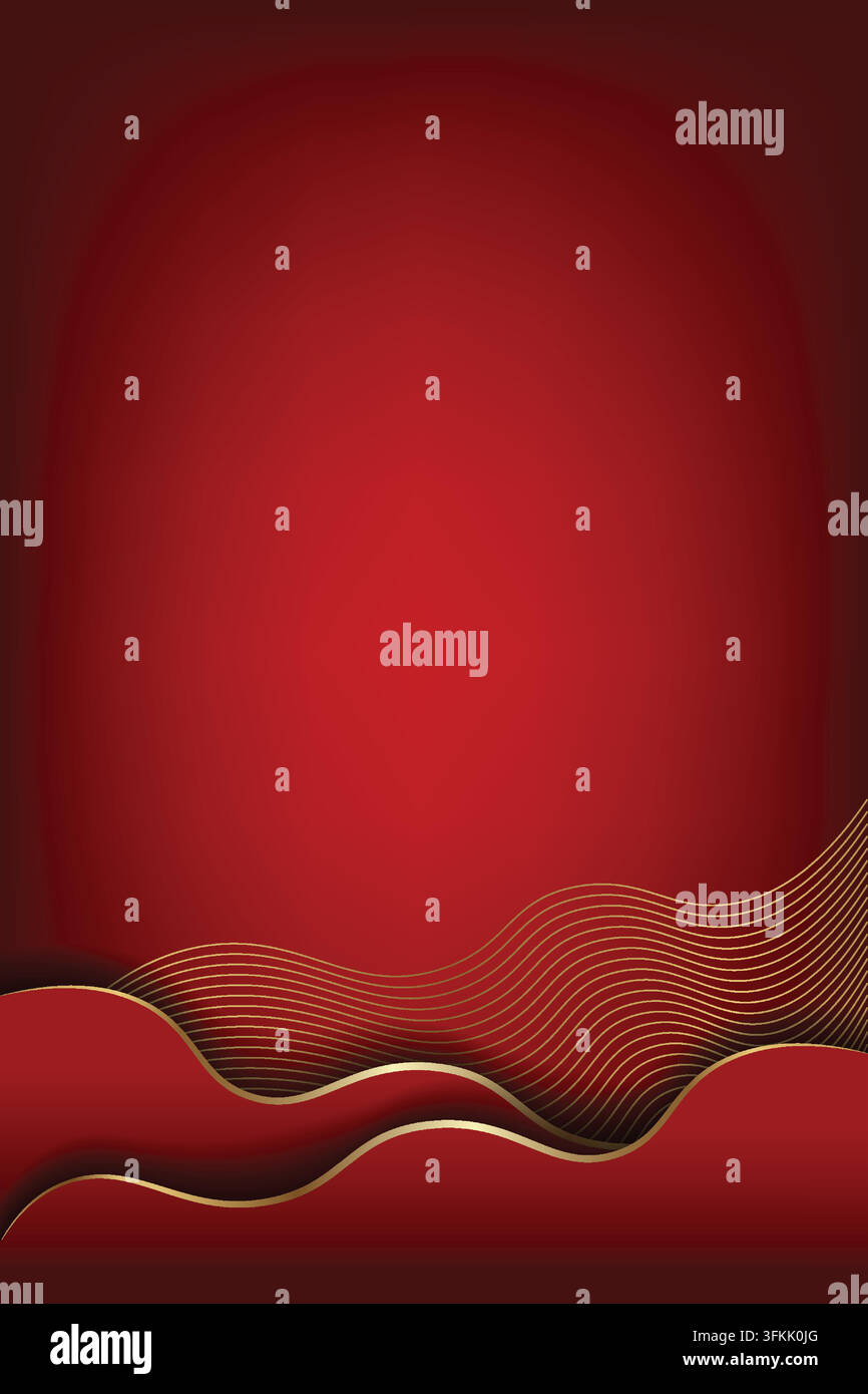 Abstract luxury red and gold wave background featuring smooth flowing ...