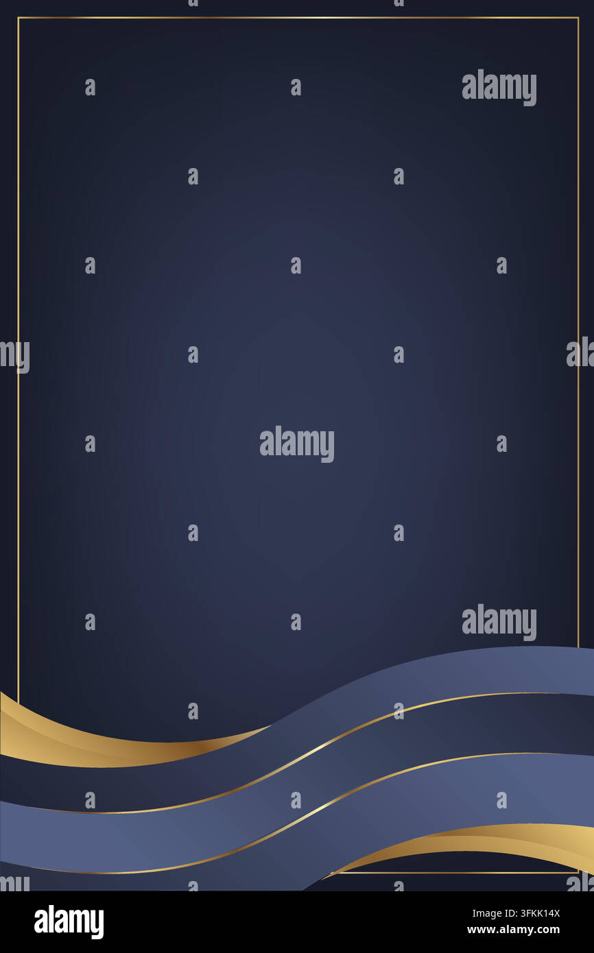 Dark blue luxury premium frame with gold line background featuring a ...
