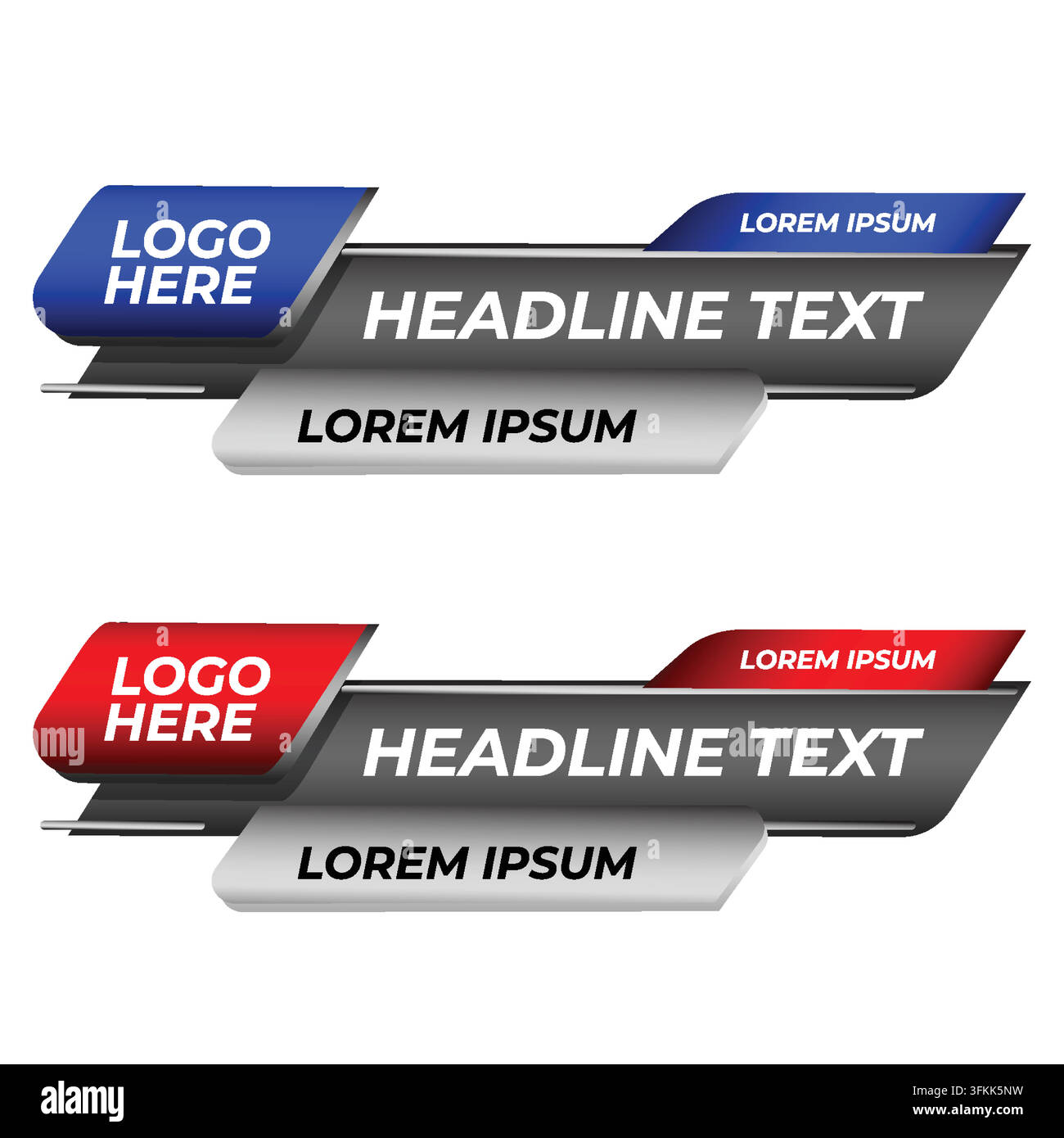 Modern blue and red geometric lower third banner featuring clean ...