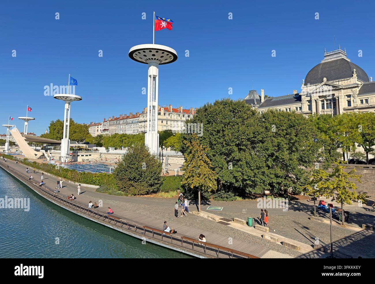 Centre Nautique Tony Bertrand, formerly Piscine du Rhône, beside the Rhône river in central Lyon. Stock Photo